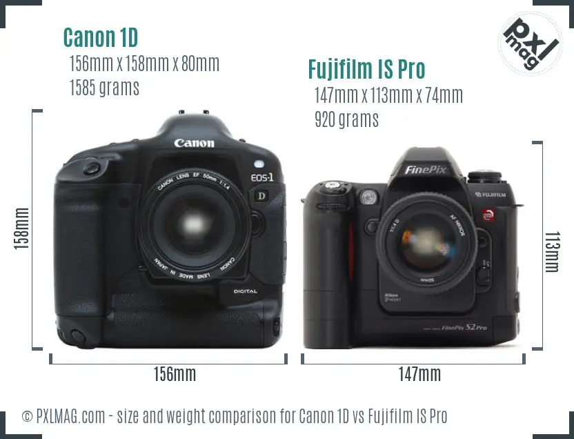 Canon 1D vs Fujifilm IS Pro size comparison