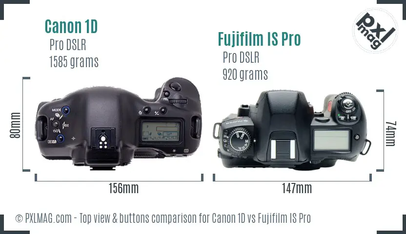 Canon 1D vs Fujifilm IS Pro top view buttons comparison