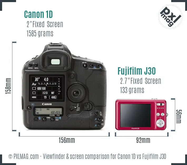 Canon 1D vs Fujifilm J30 Screen and Viewfinder comparison