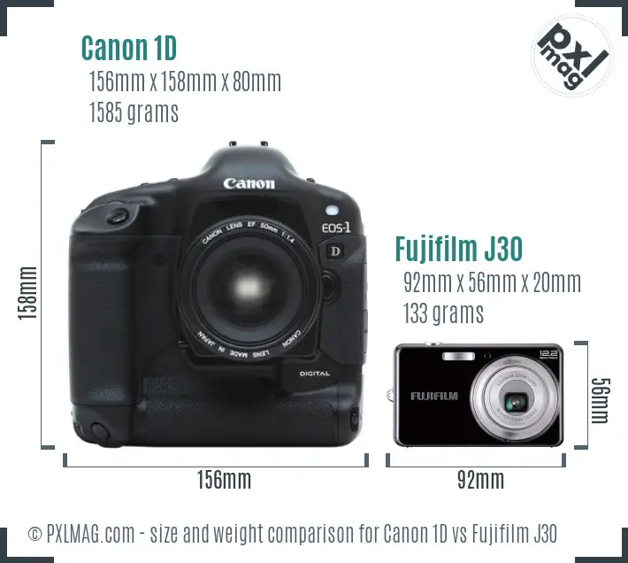 Canon 1D vs Fujifilm J30 size comparison