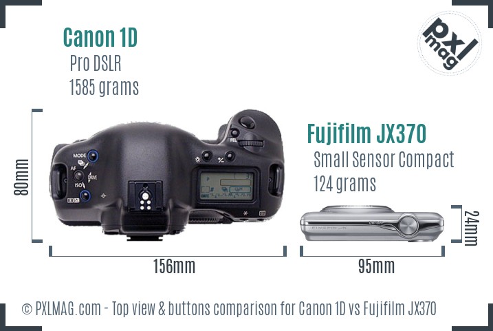 Canon 1D vs Fujifilm JX370 top view buttons comparison