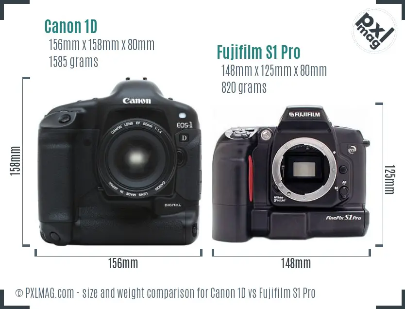 Canon 1D vs Fujifilm S1 Pro size comparison