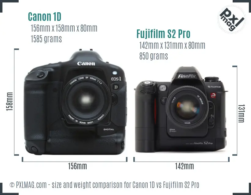 Canon 1D vs Fujifilm S2 Pro size comparison