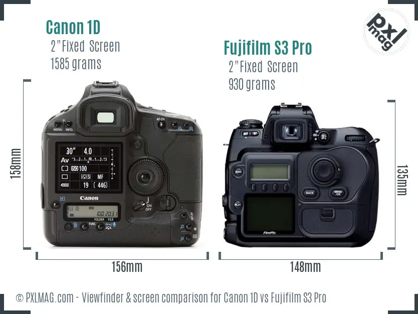 Canon 1D vs Fujifilm S3 Pro Screen and Viewfinder comparison