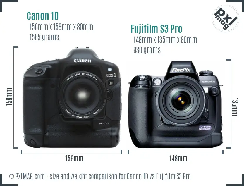 Canon 1D vs Fujifilm S3 Pro size comparison