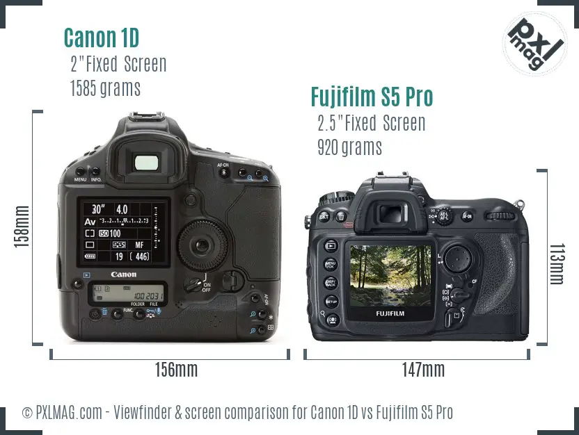 Canon 1D vs Fujifilm S5 Pro Screen and Viewfinder comparison