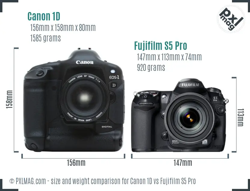 Canon 1D vs Fujifilm S5 Pro size comparison
