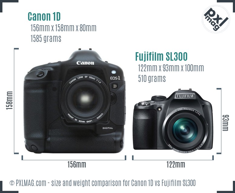Canon 1D vs Fujifilm SL300 size comparison Canon 1D vs Fujifilm SL300 size comparison