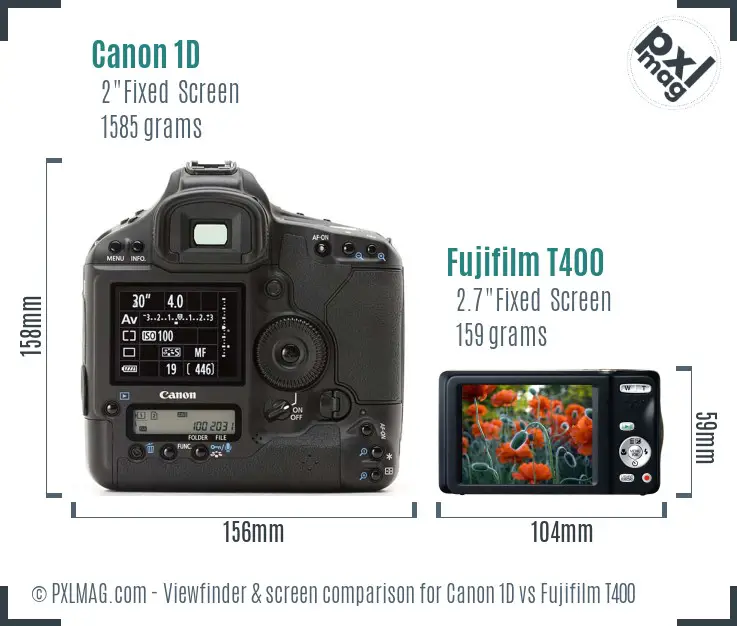 Canon 1D vs Fujifilm T400 Screen and Viewfinder comparison