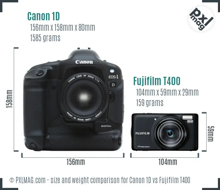 Canon 1D vs Fujifilm T400 size comparison