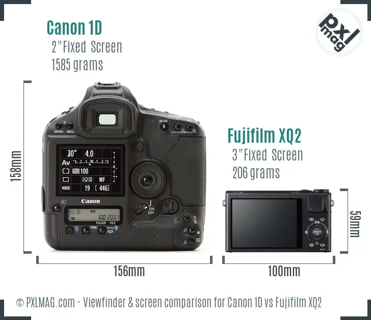 Canon 1D vs Fujifilm XQ2 Screen and Viewfinder comparison