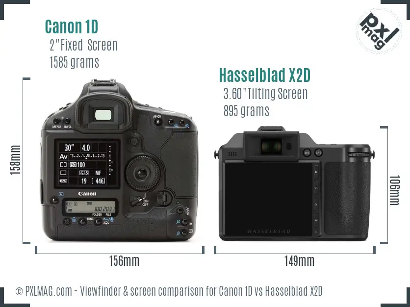 Canon 1D vs Hasselblad X2D Screen and Viewfinder comparison Canon 1D vs Hasselblad X2D Screen and Viewfinder comparison