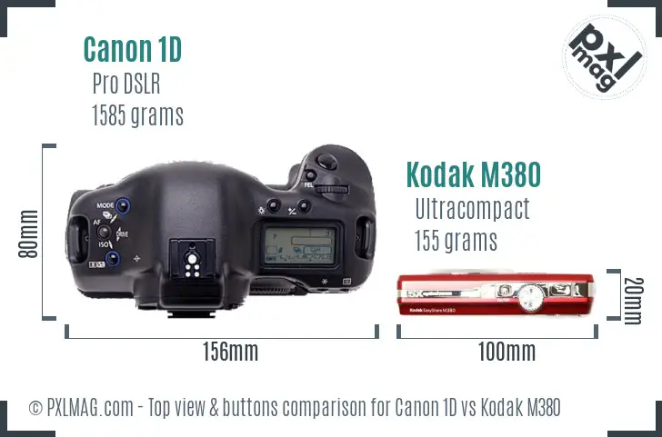 Canon 1D vs Kodak M380 top view buttons comparison