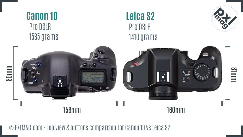 Canon 1D vs Leica S2 top view buttons comparison