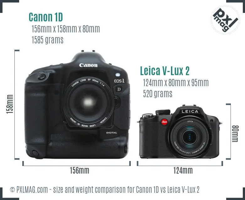 Canon 1D vs Leica V-Lux 2 size comparison