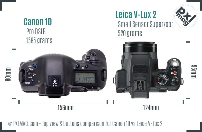 Canon 1D vs Leica V-Lux 2 top view buttons comparison