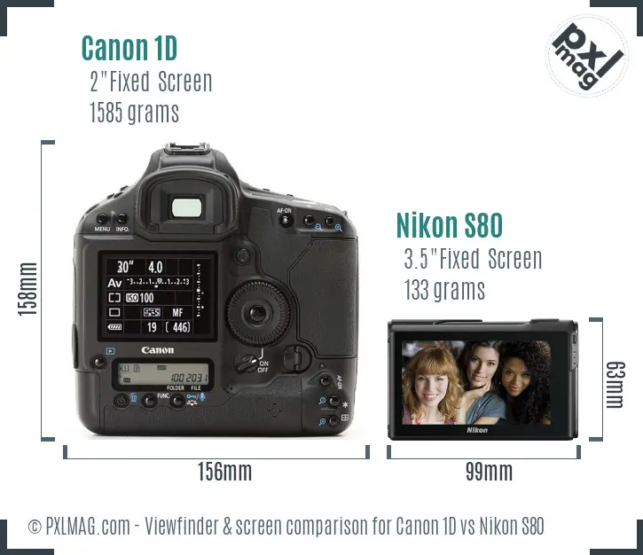 Canon 1D vs Nikon S80 Screen and Viewfinder comparison