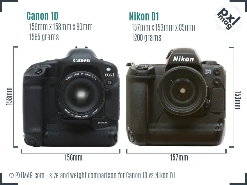 Canon 1D vs Nikon D1 size comparison