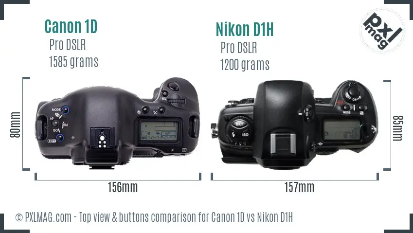 Canon 1D vs Nikon D1H top view buttons comparison
