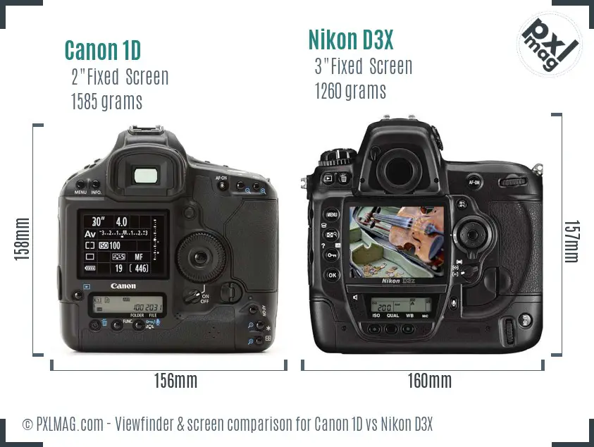 Canon 1D vs Nikon D3X Screen and Viewfinder comparison