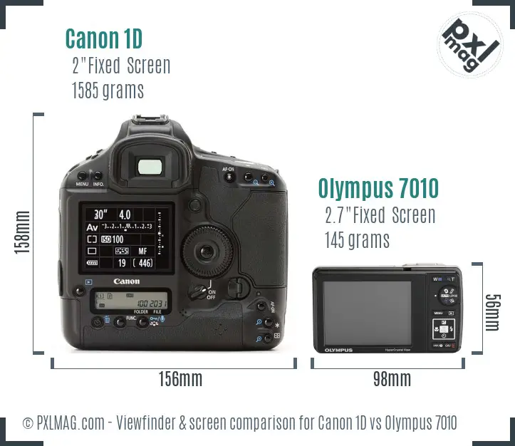 Canon 1D vs Olympus 7010 Screen and Viewfinder comparison