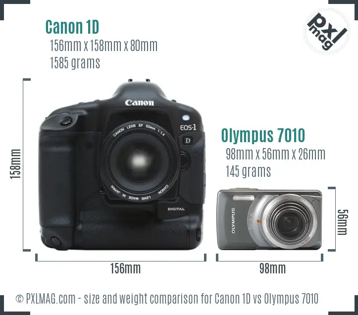 Canon 1D vs Olympus 7010 size comparison