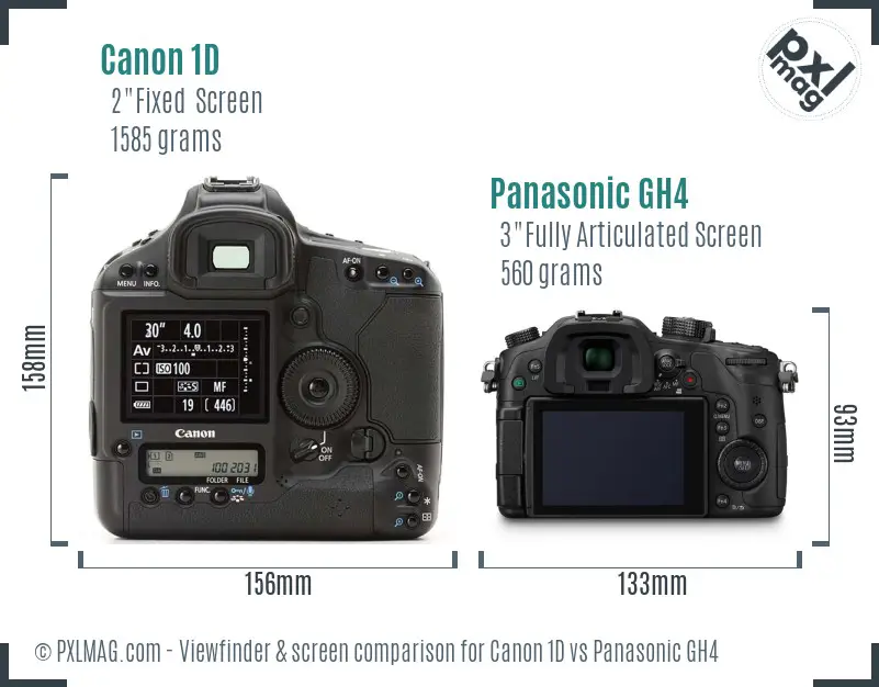 Canon 1D vs Panasonic GH4 Screen and Viewfinder comparison