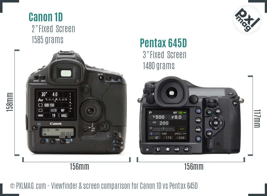 Canon 1D vs Pentax 645D Screen and Viewfinder comparison