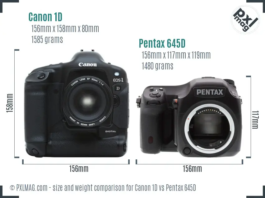 Canon 1D vs Pentax 645D size comparison