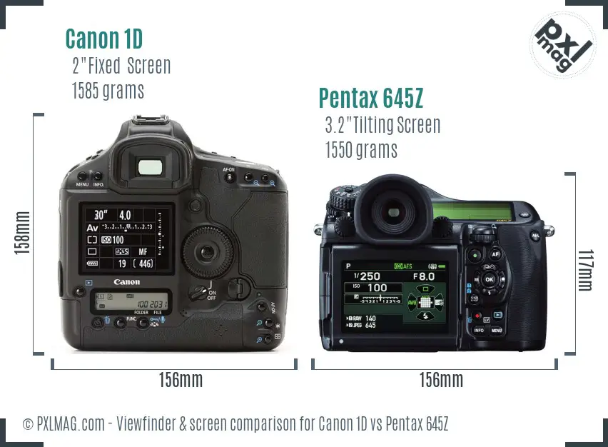 Canon 1D vs Pentax 645Z Screen and Viewfinder comparison
