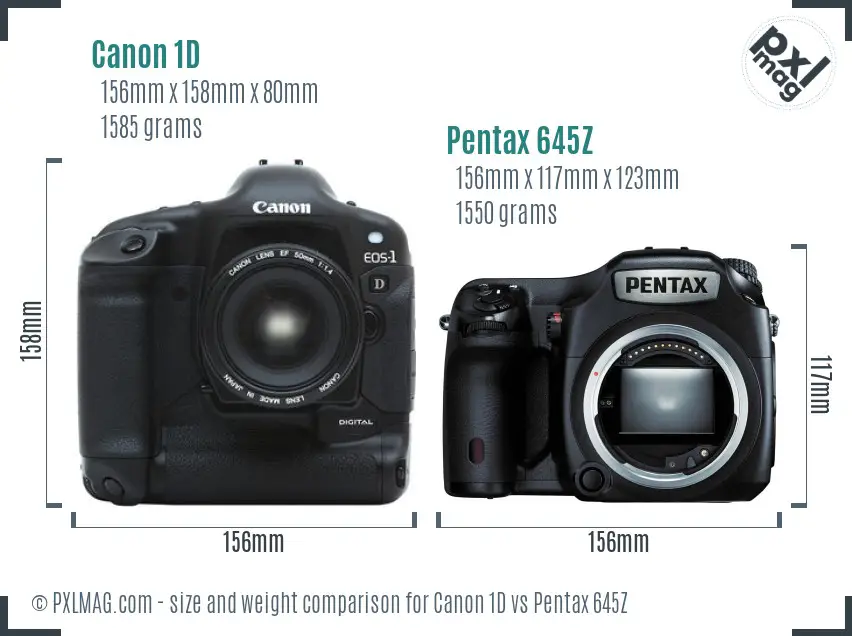 Canon 1D vs Pentax 645Z size comparison