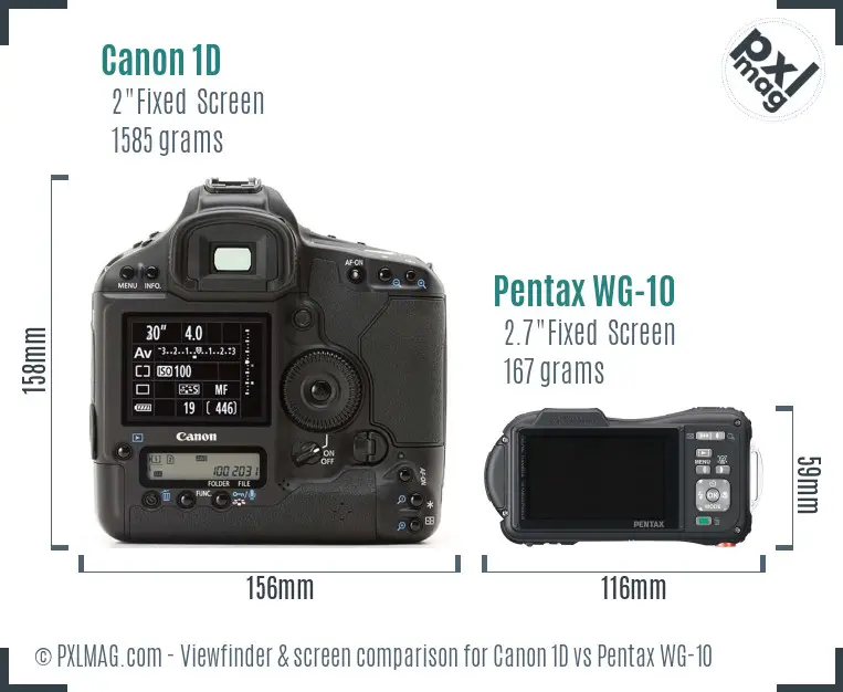 Canon 1D vs Pentax WG-10 Screen and Viewfinder comparison
