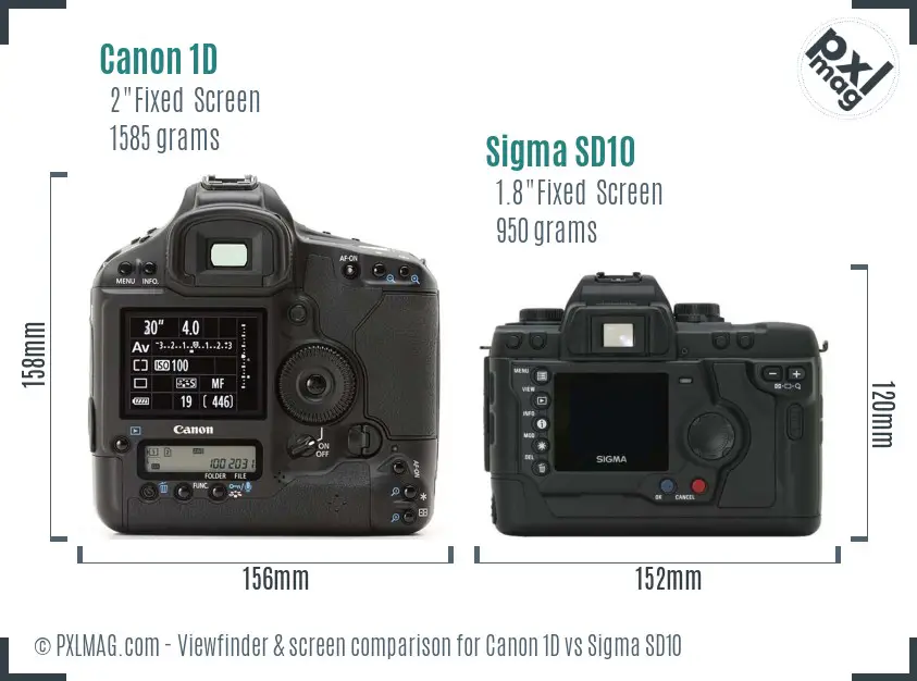 Canon 1D vs Sigma SD10 Screen and Viewfinder comparison