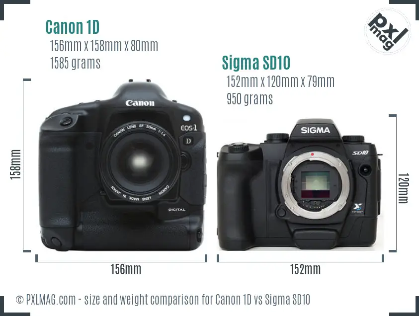 Canon 1D vs Sigma SD10 size comparison