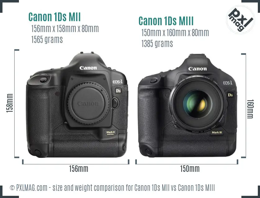 Canon 1Ds MII vs Canon 1Ds MIII size comparison