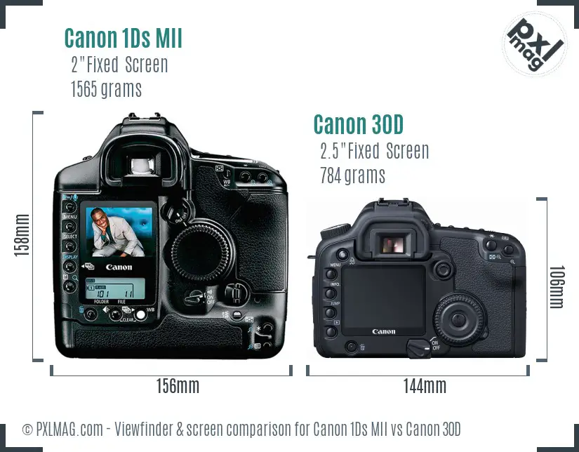 Canon 1Ds MII vs Canon 30D Screen and Viewfinder comparison Canon 1Ds MII vs Canon 30D Screen and Viewfinder comparison