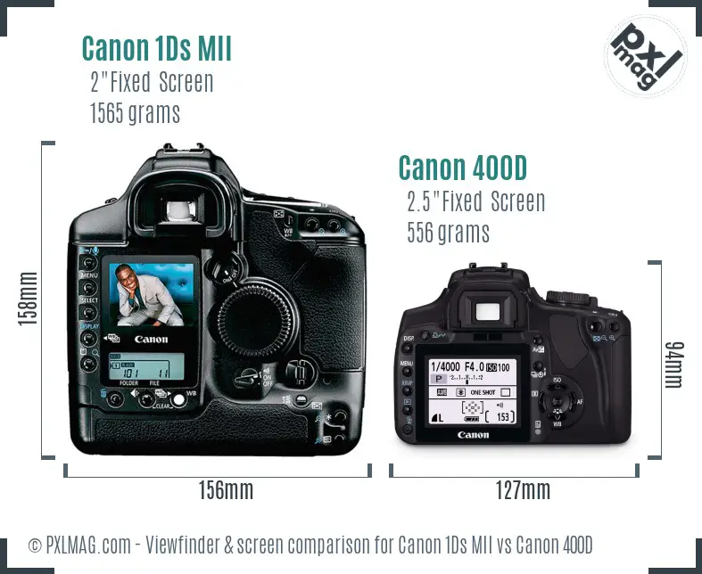 Canon 1Ds MII vs Canon 400D Screen and Viewfinder comparison Canon 1Ds MII vs Canon 400D Screen and Viewfinder comparison