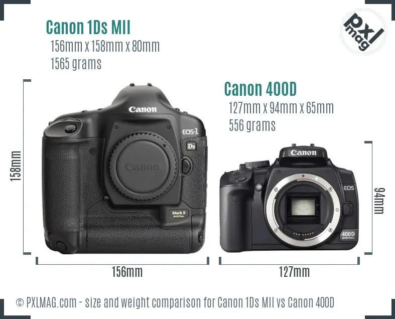 Canon 1Ds MII vs Canon 400D size comparison Canon 1Ds MII vs Canon 400D size comparison