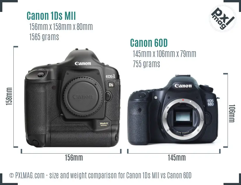 Canon 1Ds MII vs Canon 60D size comparison Canon 1Ds MII vs Canon 60D size comparison