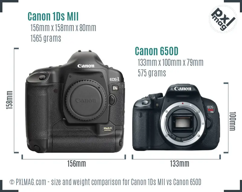 Canon 1Ds MII vs Canon 650D size comparison Canon 1Ds MII vs Canon 650D size comparison