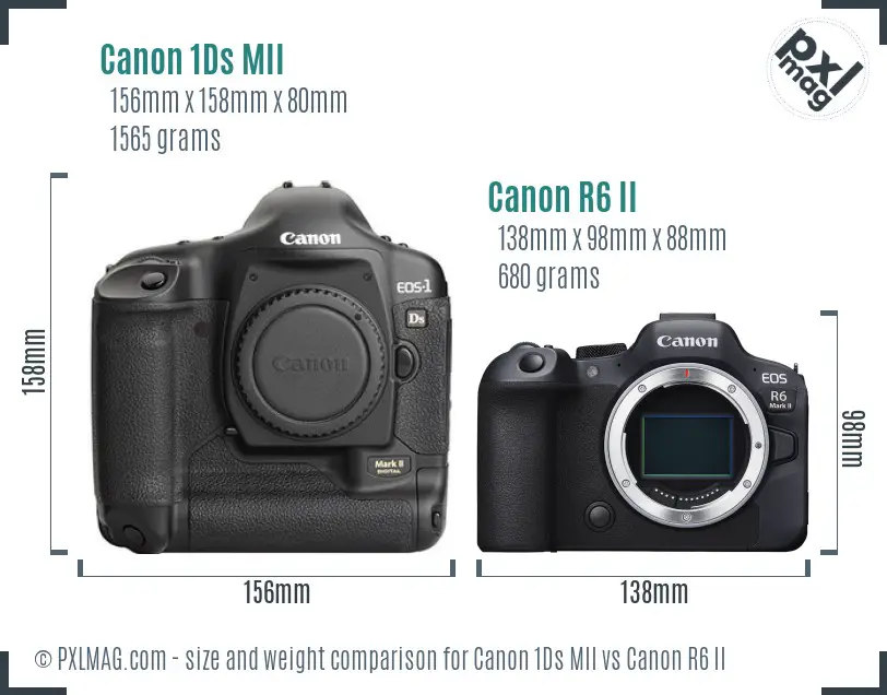 Canon 1Ds MII vs Canon R6 II size comparison Canon 1Ds MII vs Canon R6 II size comparison