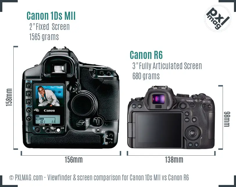 Canon 1Ds MII vs Canon R6 Screen and Viewfinder comparison Canon 1Ds MII vs Canon R6 Screen and Viewfinder comparison