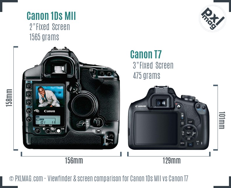 Canon 1Ds MII vs Canon T7 Screen and Viewfinder comparison