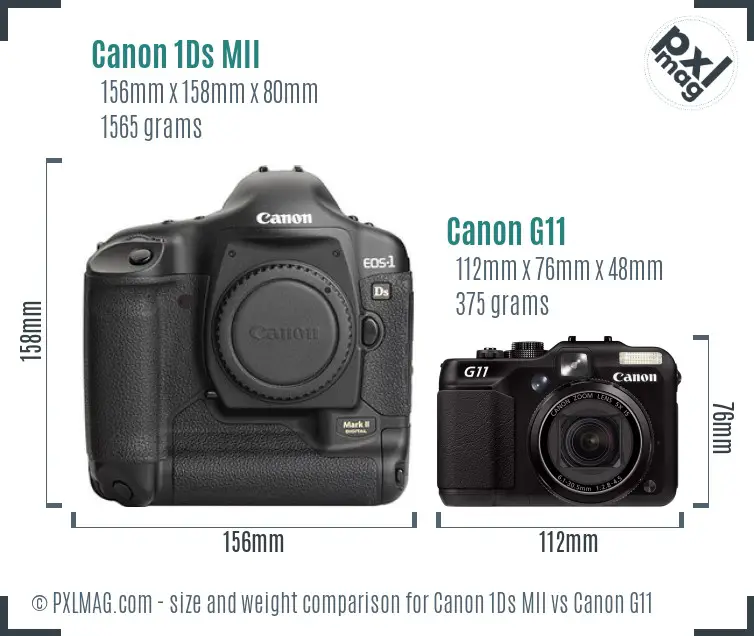 Canon 1Ds MII vs Canon G11 size comparison Canon 1Ds MII vs Canon G11 size comparison