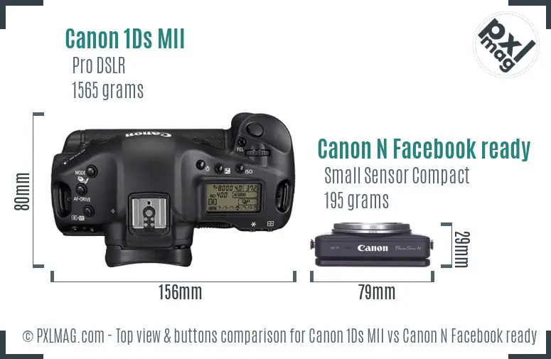 Canon 1Ds MII vs Canon N Facebook ready top view buttons comparison