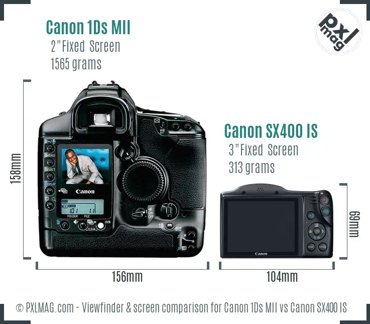 Canon 1Ds MII vs Canon SX400 IS Screen and Viewfinder comparison Canon 1Ds MII vs Canon SX400 IS Screen and Viewfinder comparison