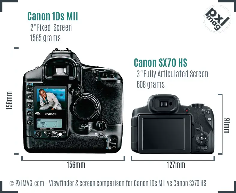 Canon 1Ds MII vs Canon SX70 HS Screen and Viewfinder comparison Canon 1Ds MII vs Canon SX70 HS Screen and Viewfinder comparison