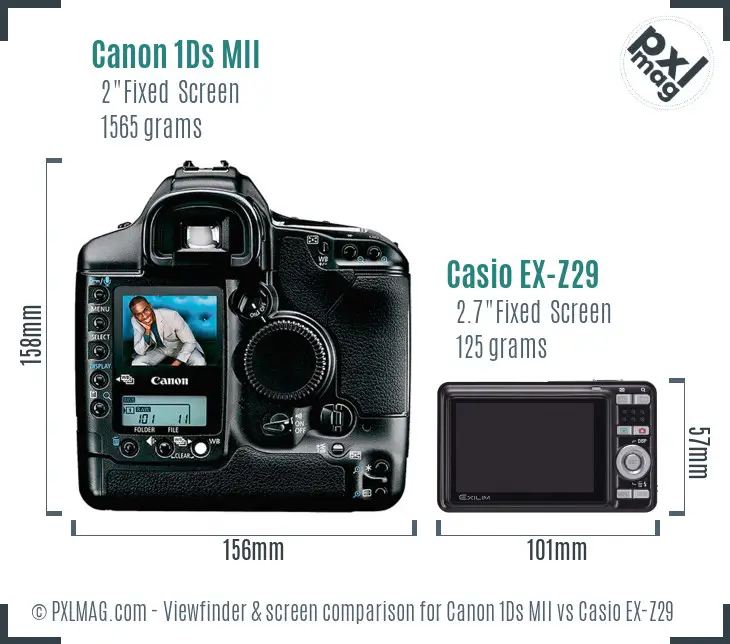 Canon 1Ds MII vs Casio EX-Z29 Screen and Viewfinder comparison