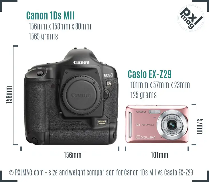 Canon 1Ds MII vs Casio EX-Z29 size comparison