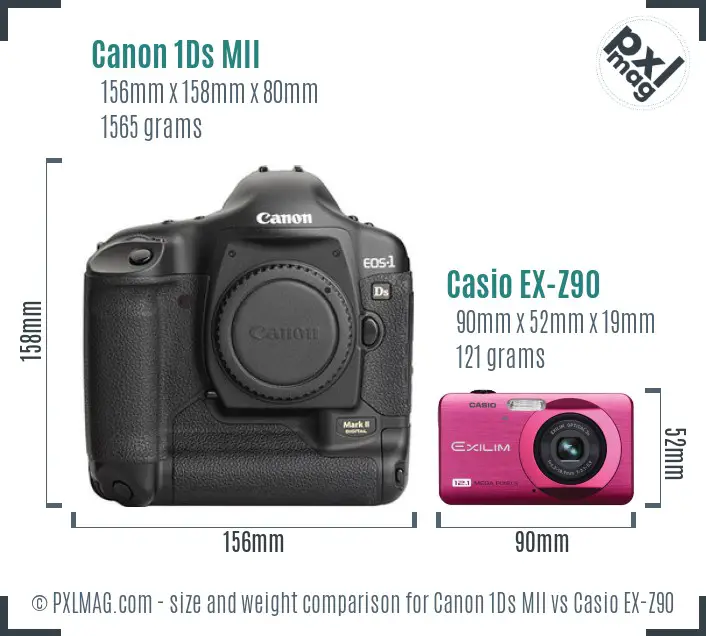 Canon 1Ds MII vs Casio EX-Z90 size comparison Canon 1Ds MII vs Casio EX-Z90 size comparison